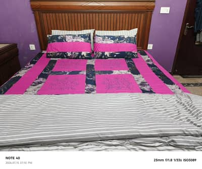 bed set, side tables, dressing table with shoes chester
