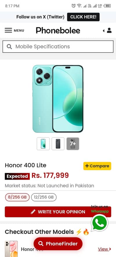 Acer Other Model honor 400 lite