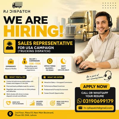 Truck Dispatcher Required | Sales Agents Required | Call Center Jobs