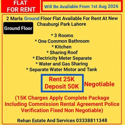 2Marla Ground Floor Family Flat For Rent At A Block Chauburgi