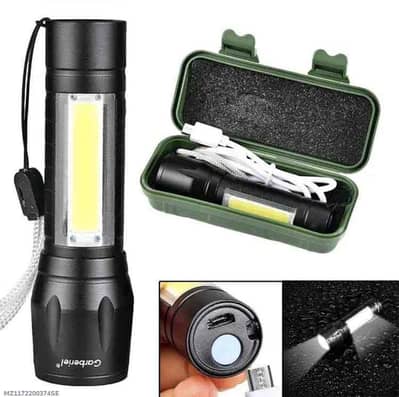 Rechargeable LED Flashlight With Type-C Fast Charging & Case