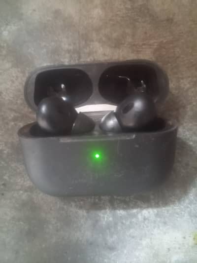 black wireless Bluetooth earbuds with charging case