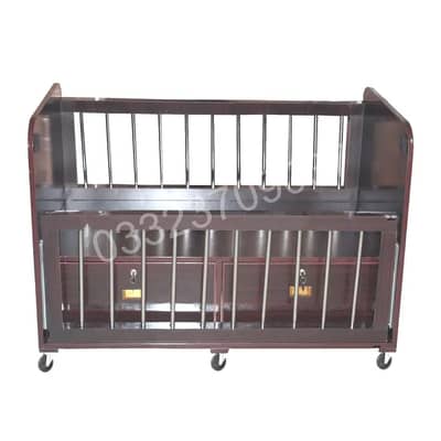 Brown D3 High Quality Wooden Sheet Baby Cot With 2 drawers
