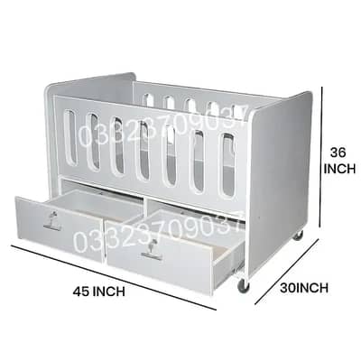 Grey D3 High Quality Wooden Sheet Baby Cot With 2 drawers , kids furn