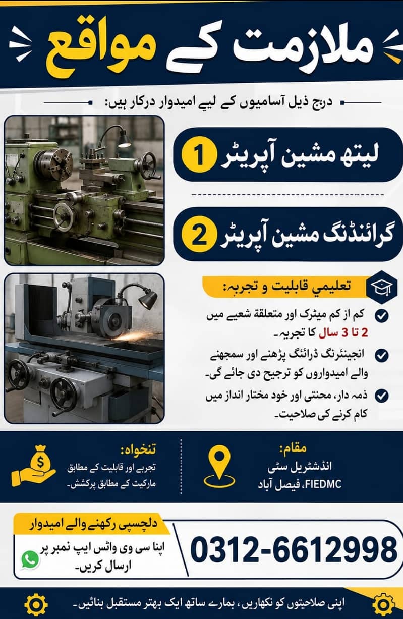 Gringing Machine operator and leath machine operator 0