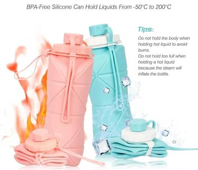 Foldable Silicone Water Bottle 600ml Multicolor