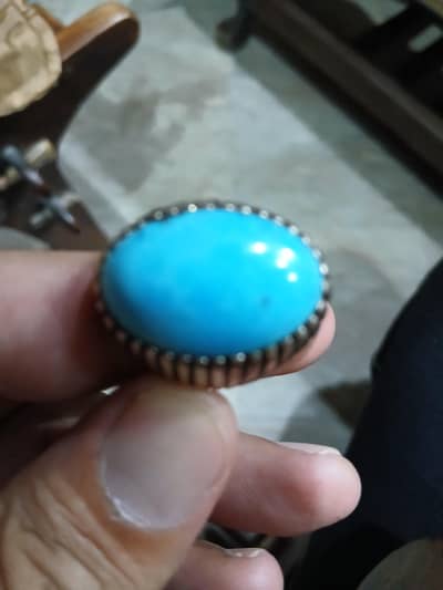 Original Iranian Turquoise (Firuza) gemstone ring in silver ring