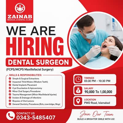 Dental Surgeon Required | FCPS/MCPS | Urgent Hiring | Islamabad Jobs