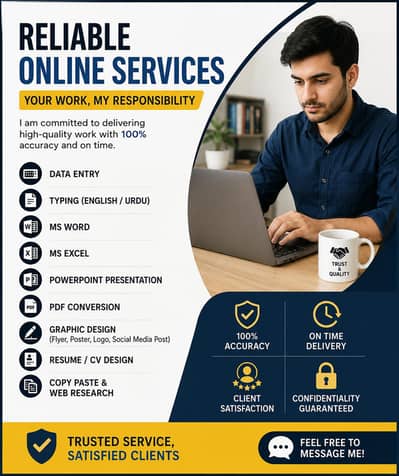 Online Work Available – Data Entry, Flyer Design & Presentations