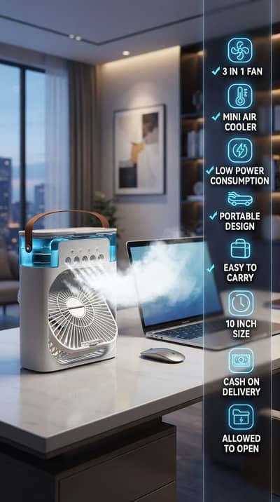  Portable 3 in 1 Mini Air Cooler  | USB Cooling Fan  | Persona