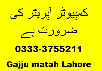 کمپیوٹر آپریٹر کی ضرورت ہے