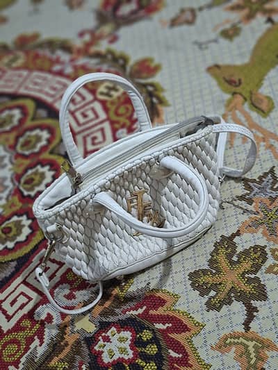 Elegant White Mini Handbag | Stylish Woven  Crossbody & Hand Bag