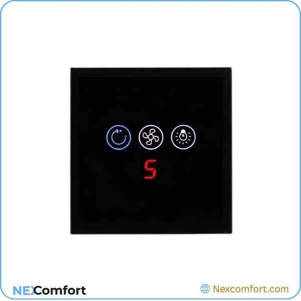 Smart Fan & Light Switch Dimmer | 5-Speed Touch Control Panel | Black