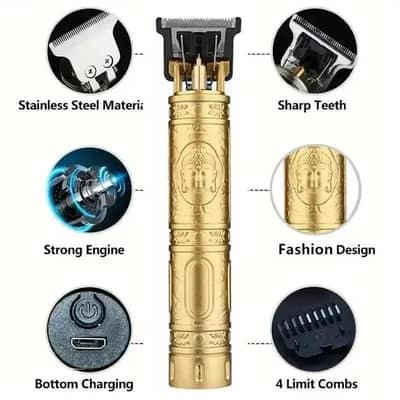 Vintage T9 Professional Rechargeable Hair & Beard Trimmer - Golden