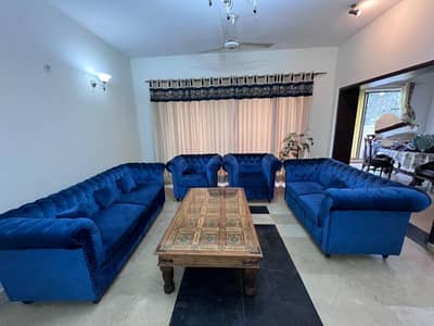 7-Seater Luxury Chesterfield Sofa Set - Royal Blue