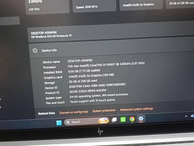 HP elite book 830 touchscreen core i5 11th generation