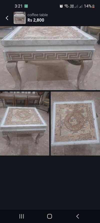 central table with glass and a coffee table