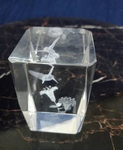 3D Laser Engraved Crystal Glass Block