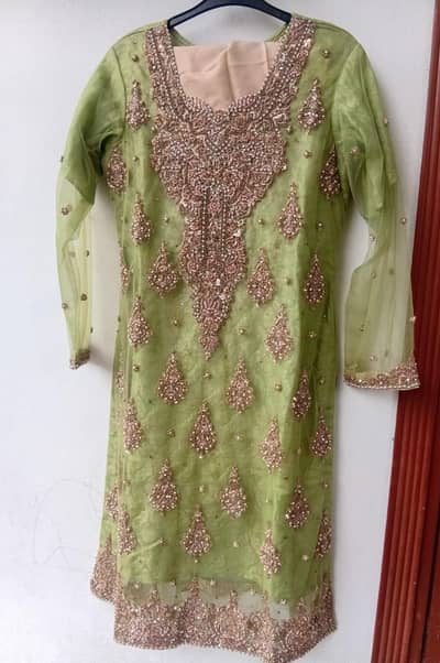 Beautiful 3pc Net Suit. pure Kora  dubka work Party wear Dress