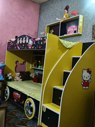 Stylish Kids Double Bunk Bed with Drawers & Shelves