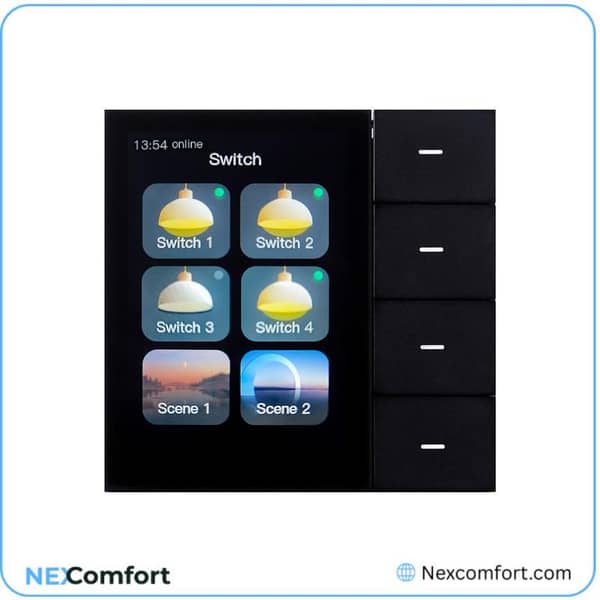 4 Gang + Touch Screen Panel | Zigbee Smart Home Switch
