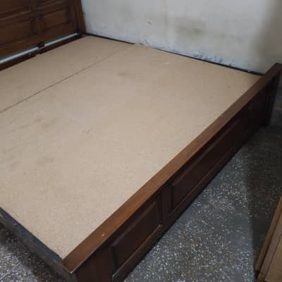 Wooden bed set for sale ( BED, SIDE TABLE, DRESSING )