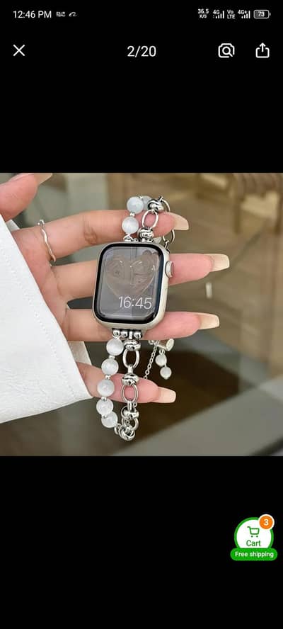 Luxury Purple Beaded Smartwatch Bracelet – Elegant Charm Strap