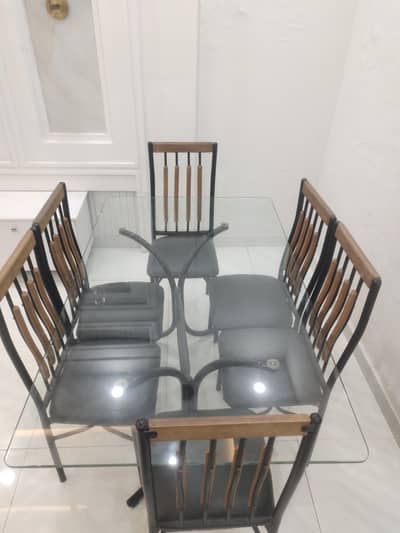 Elegant Glass Top Dining Table Set with 6 Chairs