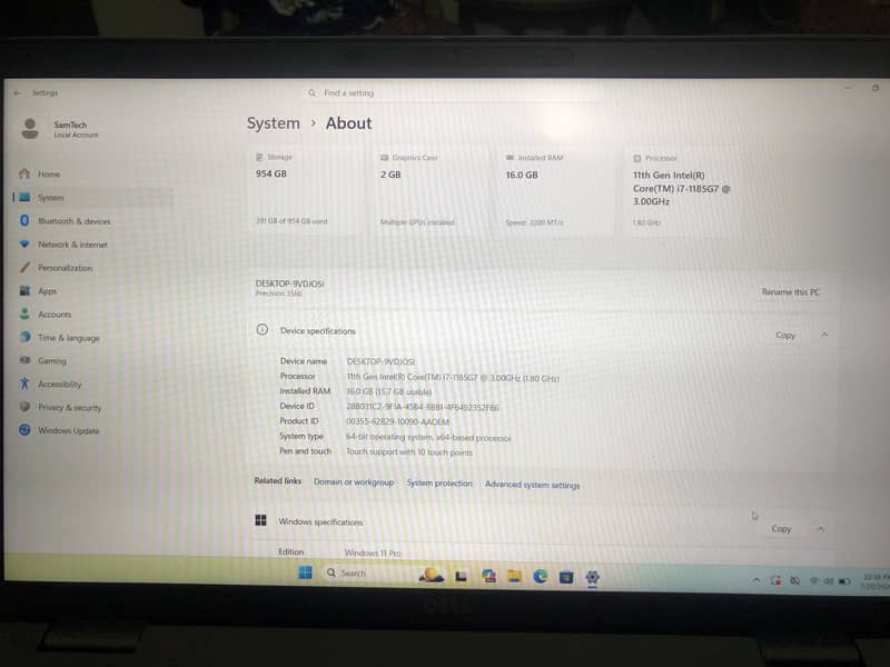 Dell Precision 3560, touch screen 5