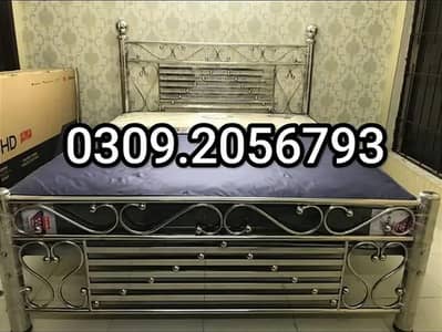 New stainless steel Double Bed//Steel Bed Set//Furniture//03092056793