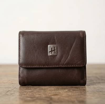 used hub leather wallet brown