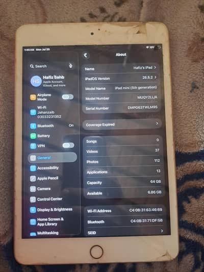 iPad mini 5 64gb touch Brocken