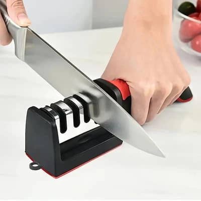 3 stage kitchen knife sharpener - manual knife sharpening tool