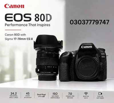 DSLR CANON 80D For SALE Perfect Condition 03037779747