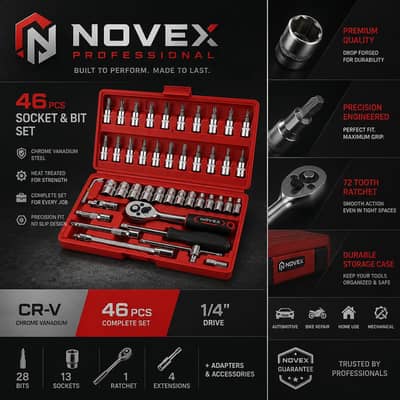  Premium 46-Piece Socket & Bit Tool Kit 