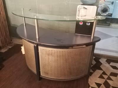 Reception counter with glass top good condition