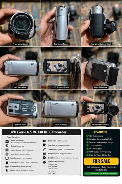 JVC Everio HD camcorder 40x optical zoom, EXCELLENT condition,