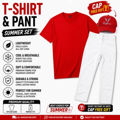 Men's T-Shirt & White Pant Set | Summer Outfit | Cotton T-Shirt |