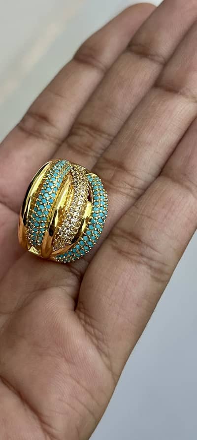High quality imported 18k gold plated turquoise stones and zircons
