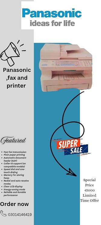 pansionic  fax,photocopy and printer