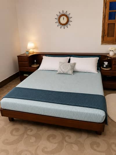 Solid wooden bed set.