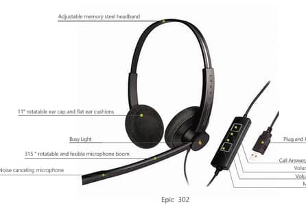 Addasound Professional USB/Bluetooth Call Center Headset Noise Cancel