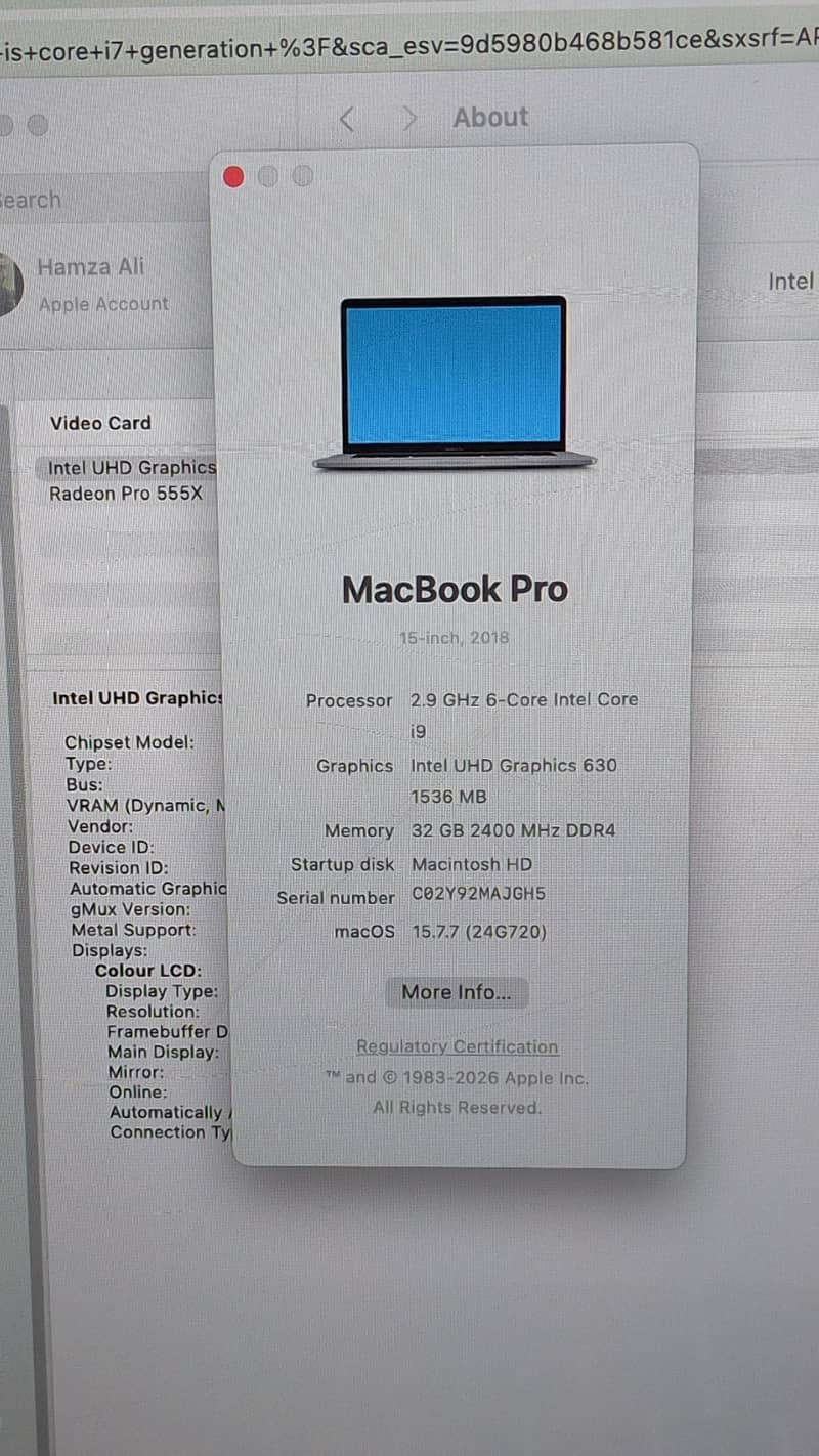 Macbook pro A1990 2