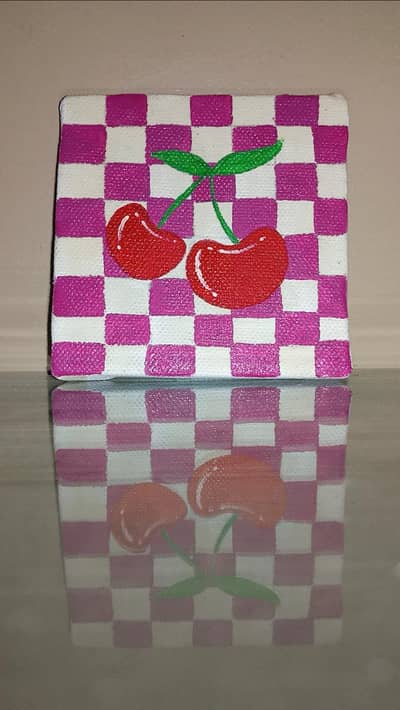 Handmade Cherry Canvas Painting
