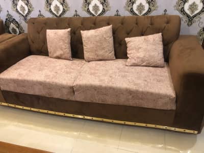 2 Sofa Set Refurnish Grey / Brown Velvet