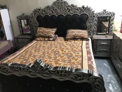 King Bed With side table with dressing -Good condition-Wooden