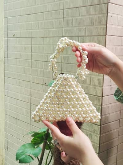 pearl beaded handmade bag