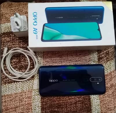 OPPO A9 all original phone 8/128gb 10by9 condition box charger Sath