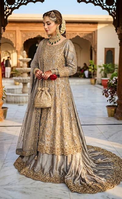 Makkah Emporium Bridal Dress | Luxury Bridal Maxi with Lehenga