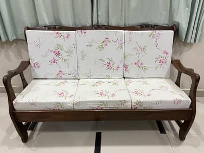 Solid Wood 3-Seater Sofa